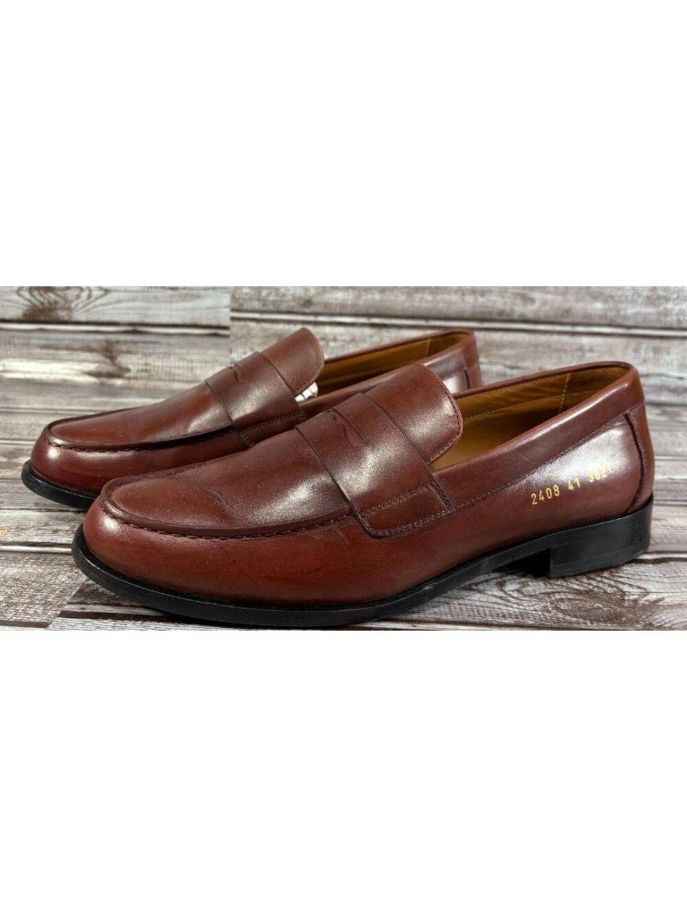 Common Projects Leather Penny Loafers Size 41 US 8.5 color brown made in Italy